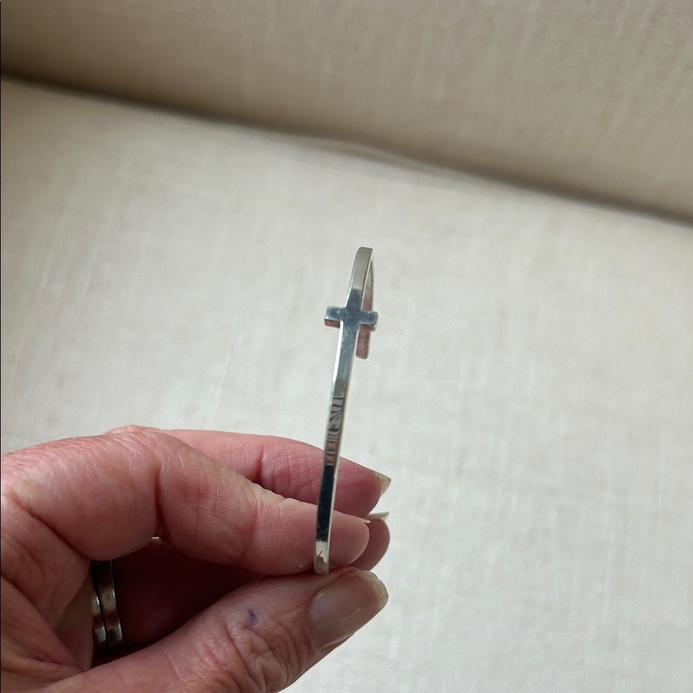 Rustic Cuff Silver Cross Bracelet - image 1